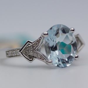 EFFY 14k White Gold Aquamarine And Diamond Ring